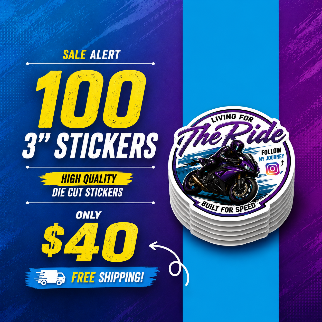 100 Custom 3” Die Cut Stickers